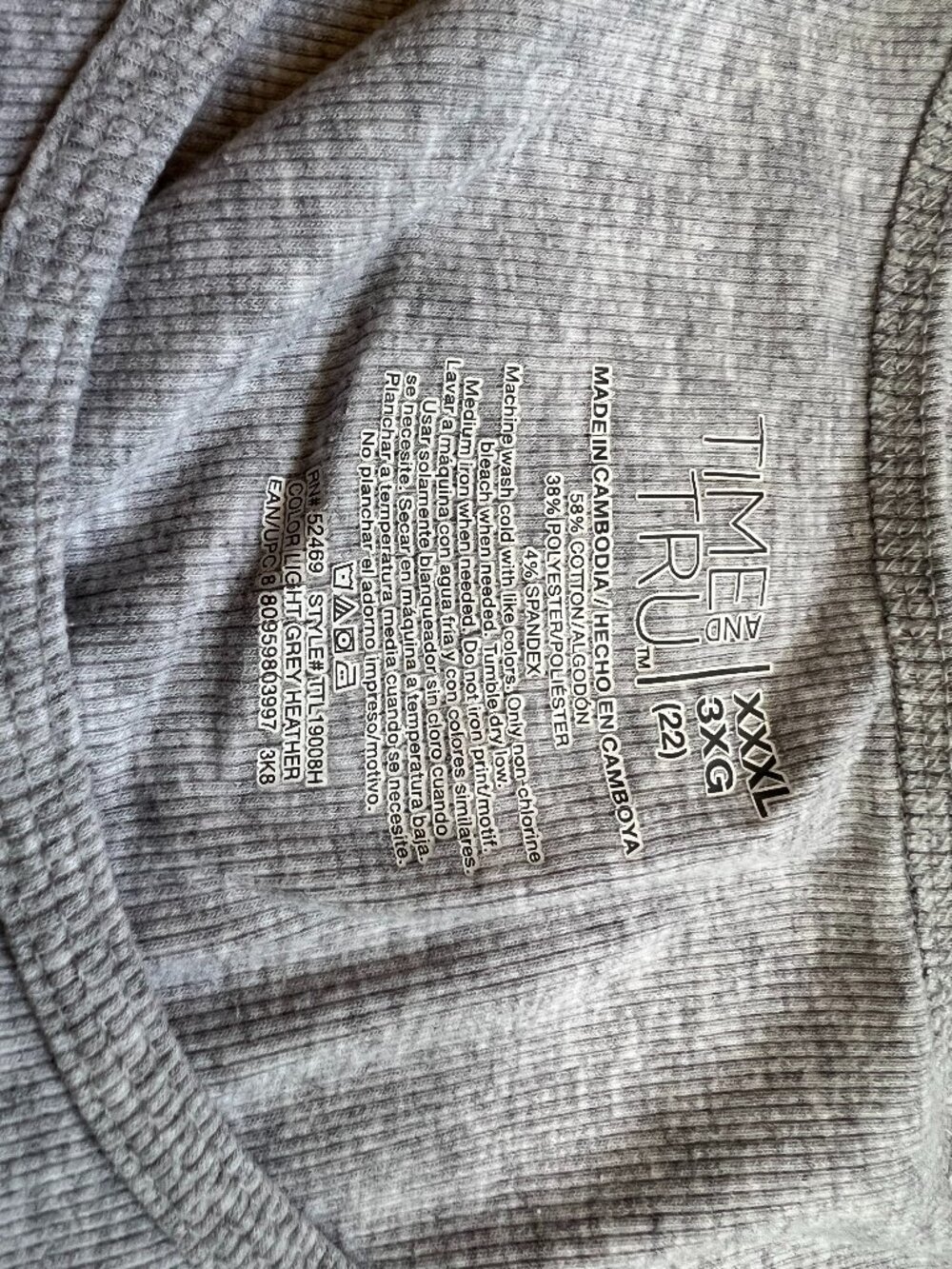 Time and Tru Gray Tank Top W 3X - Picture 2 of 4